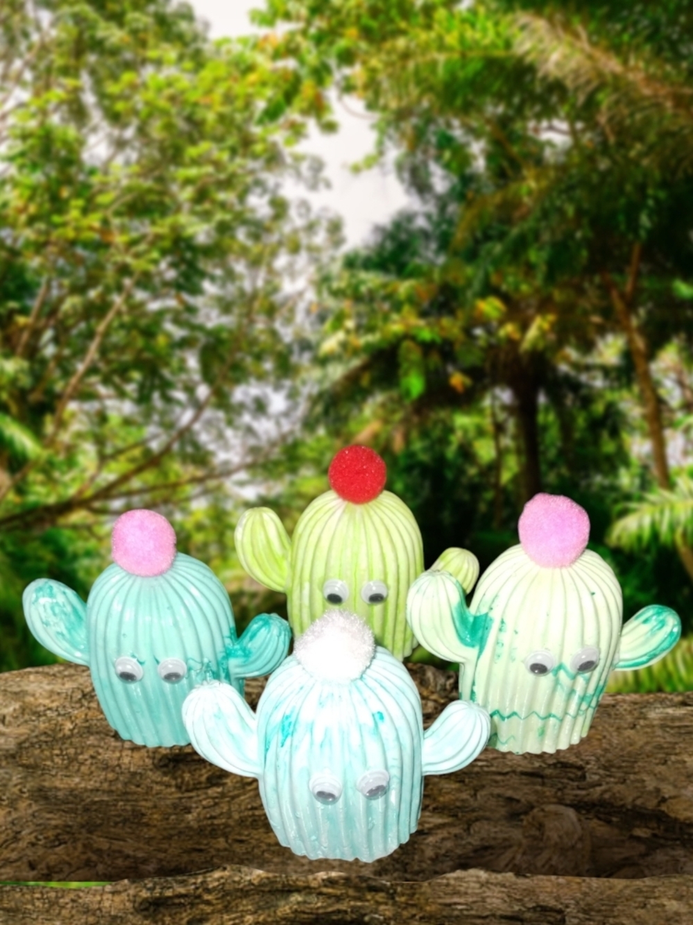 Handmade Stone Cocky Cactus Decore